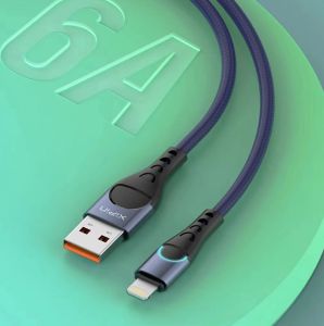 TG LX66 1.2M for Micro Type-C Lightning 6A Luminous Braided Fast Charging Data Cable