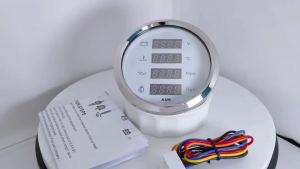 KUS 85mm Digital 4 in 1 Multi-function Gauge Oil Pressure Water Temp 25-120℃ 8000RPM Voltage 12V 24V with Red Backlight for Car