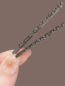 Elegant Black Hair Clip Rhinestone Edge Hairpin Girls Bangs Hair Accessory Side Bun Hairpin Fashionable Hair Accessories