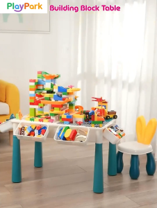 Playpark Building Blocks Table and Chair Set Study and Play Set Table Multifunction Set for Kids Gift
