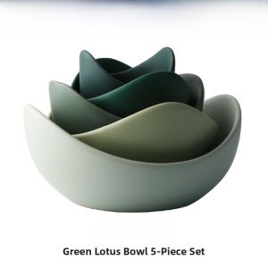 LIVETAI Creative Ceramic Bowl Plate Set Zen Decorative Storage Display Simple Modern Lotus Design Nordic Fruit Tray