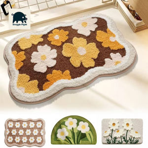 Fresh Floral Bath Mat Strong Water Absorption Thickened Foot Mats Flocked Bathroom Quick-drying Non-slip rug Floor Mat