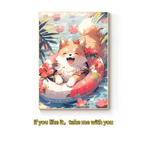 dog decorative canvas painting wall art living room bedroom home decor corridor hanging painting Childrens Day modern simple childrens room cute pet photo frame