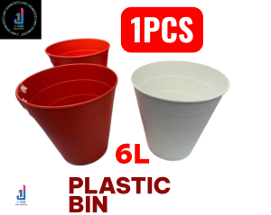 PLASTIC BIN 6 Waste Bin Plastic Trash Dustbin Tong Sampa Plastic Comely BLACK COLOR
