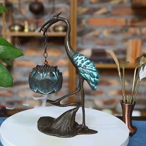 LƯ XÔNG TRẦM HẠC TIÊN NGẬM HOA SEN CỠ TRUNG CAO 19cm