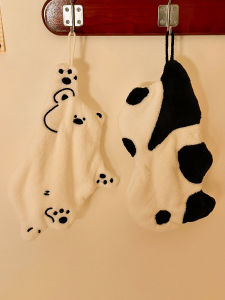 Aesthetic Polar Bear Panda Hand Towel Quick Dry High Absorbency Kitchen Cloth Hanging Style Home Personal Cleaning Tool
