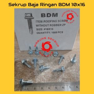(50 pcs) Sekrup Roofing Putih #10x16 / Baut Baja Ringan 1.5CM