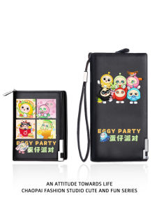 Long Cartoon PU Wallet Mens Handheld Multi-functional Card Holder Leather Clip Summer Fashionable Polyester Inner Material