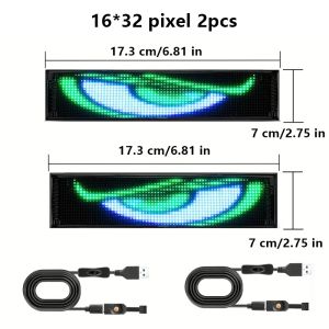 Devil Eyes Light for Cars Windshield 23.23"x4.72" Programmable LED Signs APP Remote Control LED Matrix Flexible Soft Screen