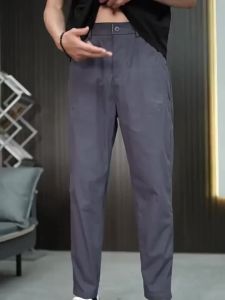 Quần Âu Nam Dáng Ôm Chất Liệu Mỏng Nhanh Khô Cạp Chun Màu Xám Kaki Đen - Lưng Trung Kiểu Skinny Thích Hợp Đi Làm Dã Ngoại
