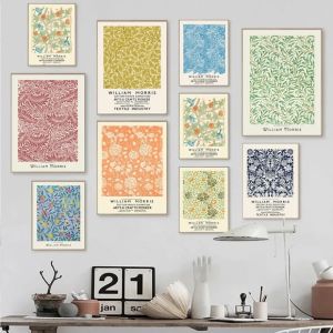 Abstract William Morris Flower Plant Leaf Wall Art Painting Canvas Nordic Posters And Prints Wall Pictures For Living Room Decor