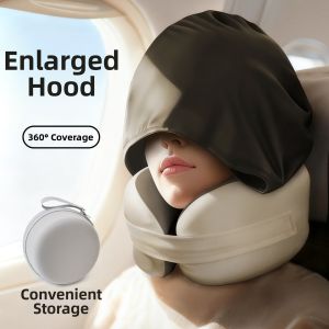U-shaped Travel Pillow Strong Support with Hood