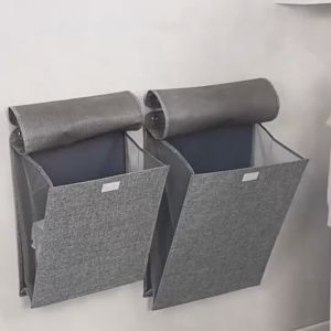 Foldable Hanging Laundry Basket With Lid Dirty Clothes Toys Storage Basket Home Organizer Hanging Hamper
