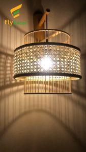 Đèn mây tre đan thả trần cao cấp hình Đèn kéo quân Chao đèn trang trí phòng khách phòng ngủ quán cafe - Flydecor