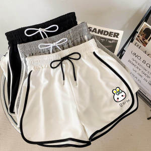 กางเกงขาสั้นเด็กผู้หญิงเอวกลางลําลองฤดูร้อนผ้าฝ้ายผสมกางเกงขากว้างสําหรับเด็กอายุ 12 เดือนถึง 12 ปีเปิดเป้า