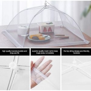 【On Sale】White Square Foldable Washable Mesh Food Cover Table Vegetable Food Cover Foldable