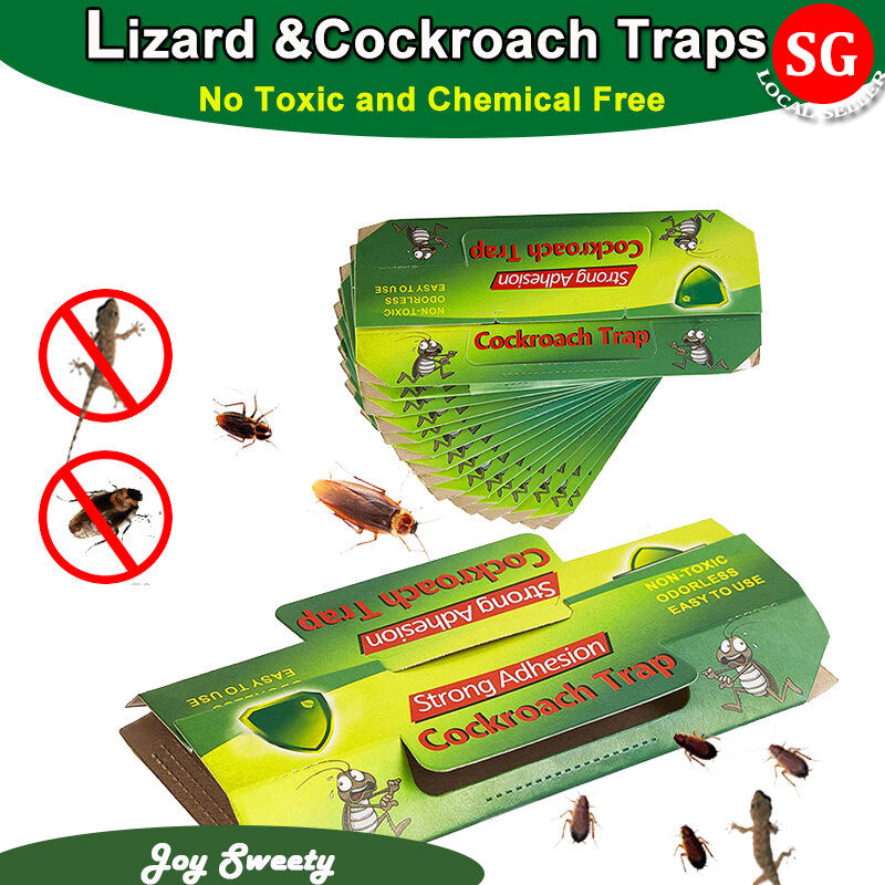 🇸🇬【SG stock】10pcs Roach Trap Lizard Traps Stickers Roach roaches Repellent Roaches Killer Glue sticky Trap Lizard Roach Traps Killer roach trap for car