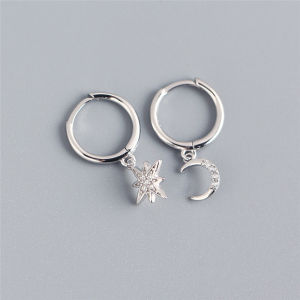 ANENJERY Silver Color Star Hoop Earring for Women Huggie Earrings Delicate Jewelry Wholesale