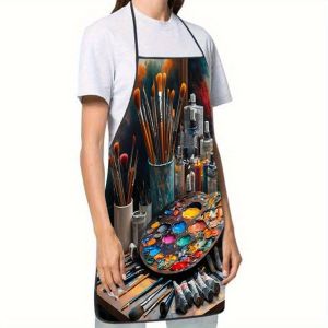 1-Piece Art Print Apron Sturdy & Durable Home Kitchen & Household Work Protective Apron
