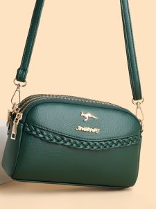 Authentic Leather Tactile Feel Bag Womens 2024 New Arrival Three-Layer Mom Style Soft Leather Bag Womens Bag Shoulder Messenger Bag Womens Small Shoulder Bag