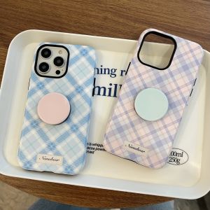 Nanabear New Purple Plaid Matte Phone Case Full Protection Two-In-One Compatible with Apple iPhone 14 pro Max 13 Simple Design