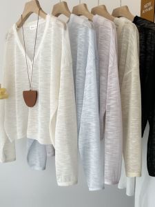 High-End Hangzhou Seasonal Ladies Linen Sunscreen Air Conditioner Cover-Up Shawl Jacket Long Sleeve Knitted Top