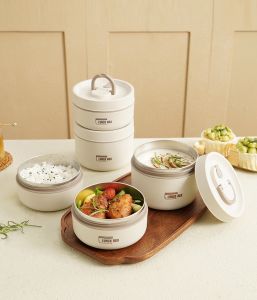 Milai Portable Multi-Layer 2pcs Individual Insulated Lunch Box Container Set With Bag and Tableware Setporary