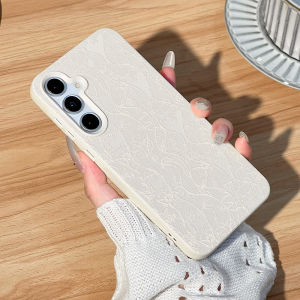 Lace Line Flowers Pattern Lychee Phone Case For Samsung S26 Ultra S24 FE S25 S23 Ultra A57 A56 5G A55 A37 A36 A35 A54 Case Cover