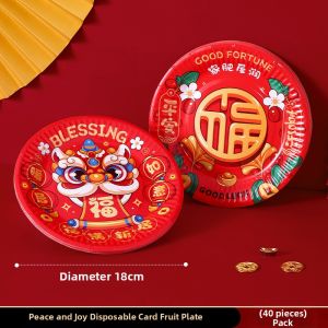 DUANYUN | Festive Red New Year Disposable Tableware
