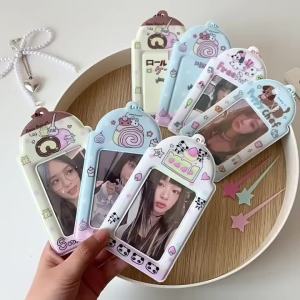 PVC Cartoon Dog Cake Photo Frame 3 Inch Clear Photo Protector Hanging Party Decoration for Birthday and Event Gifts