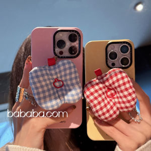 High-End Plaid Magnetic Stand Phone Case for iPhone 16 pro Max 15 pro 14 PM Womens Style 13 Film Hard Shell Creative Individual Small Audience 16P Fashion