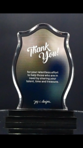 ACRYLIC PLAQUE - ACRYLIC TROPHY - AWARD - CUSTOMIZED PERSONALIZED JAY C. DESIGNS - 8001