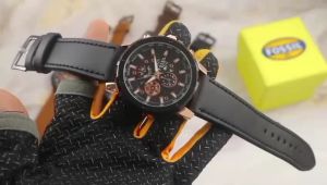 Paket Box Exclusive + Paperbag + Krtu / Jam Tangan FOS Chrono Off VA-937OR /Jam Tangan Fashion Pria Tali Kulit Diameter 48cm