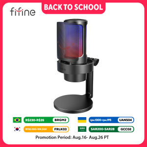FIFINE | FIFINFIFINE USB Gaming Microfono Para PC Mac PS4 PS5 RGB Condensador Micrófono Per StreamingPodcasts Con Control RGB A8