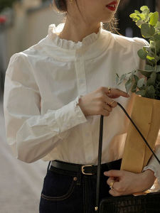 French Style Womens Shirt with Lace Collar Long Sleeve Inner Wear Popular Style Spring Autumn Season Fashion Sensation