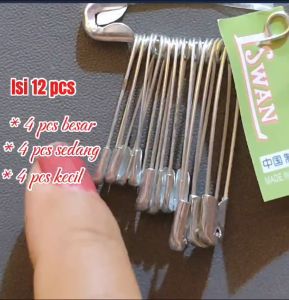 Peniti serba guna besar sedang kecil dalam satupaket komplit warna silver