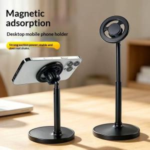 【A】Adjustable Magnetic Phone Stand With Telescopic Pole And 360 Degree Rotation Desktop Holder For Compatible Smartphones