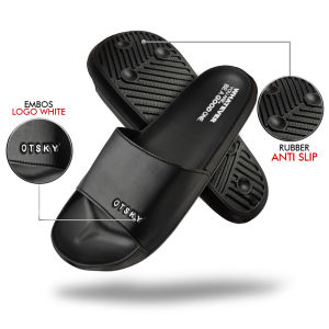 Otsky Sandal Slip On Series Font Logo Simple Whatever Black Pria