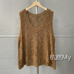 เสื้อกั๊กถักแบบหลวมๆ สำหรับผู้หญิงในฤดูใบไม้ร่วงและฤดูร้อน เสื้อคลุมกันหนาวแบบมีฮู้ดแบบเปิดหลัง แขนยาว ปกเสื้อ ชุดเดรสสีพื้น