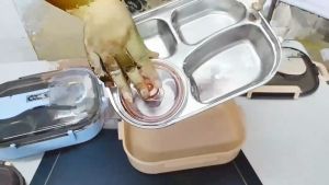 304 Stainless Steel 304 Lunch Box With Soup Bowl Leak-Proof Bento Box Dinnerware Set Microwave Adult Student Food Container