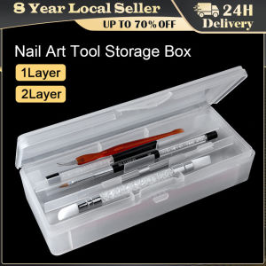 Double-layer Nails Art Organizer Box Storage Tool Rectangle Storage Box Pen Brush Polishing Nail Buffer Files Plastic Container Nail-Art-Box