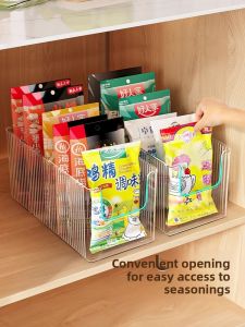 Kitchen Spice Organizer Rack Adjustable Multi-Functional Home Use Seasoning Storage Box Grid Design Acrylic Rectangle Shape