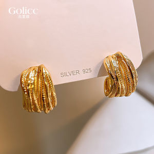 Golden Metal C-Clamp Earrings Unique Luxury Womens Fashion Jewelry Fresh out New Model Popular Alloy/Plated Silver/Plated Gold