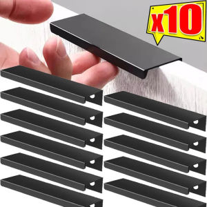 10ชิ้นมือจับลิ้นชักแบบดึงตู้ซ่อนพร้อมสกรูที่จับเฟอร์นิเจอร์ยาวอะลูมินัมอัลลอยประตูตู้ในตู้เสื้อผ้าห้องครัว