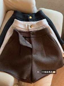 Quần Short Vest Len Dày Cho Nữ Mùa Đông 2025 Phong Cách Mới Apparent Legs Quần Ống Rộng Thường Ngày Ngoài Trời