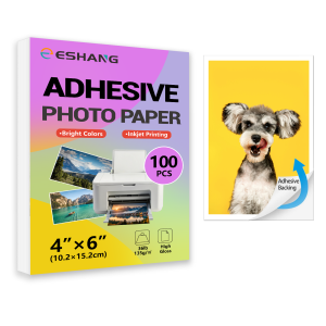 100 Sheets Self-Adhesive Photo Paper 4R (4x6 inches) 36lb 135Gsm Glossy Sticker Photo Paper for Inkjet Printers