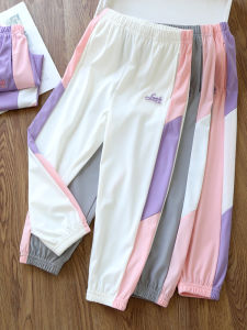 Girls Summer Thin Ice Silk Quick Dry Breathable Long Pants Sport Trousers mid Waist Casual Blend Fabric Nylon Spandex