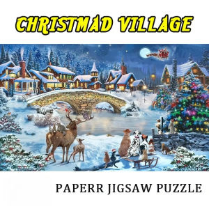 500/1000/1200/2000PCS Christmas Town Jigsaw Puzzle Lively Festive Scene Perfect Holiday Gift for Adults & Family Fun