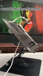 COOBOWE Stand Holder Laptop Stand Aluminium 360° Rotatable Foldable penyangga laptop portable Dudukan Laptop kipas Cooling Pad Laptop 14 inch