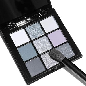 9 Colors Eye shadow Palette Dark Black Grey Silvery Color Shimmer Matte Finish Smokey Style Stage Party Performance Makeup